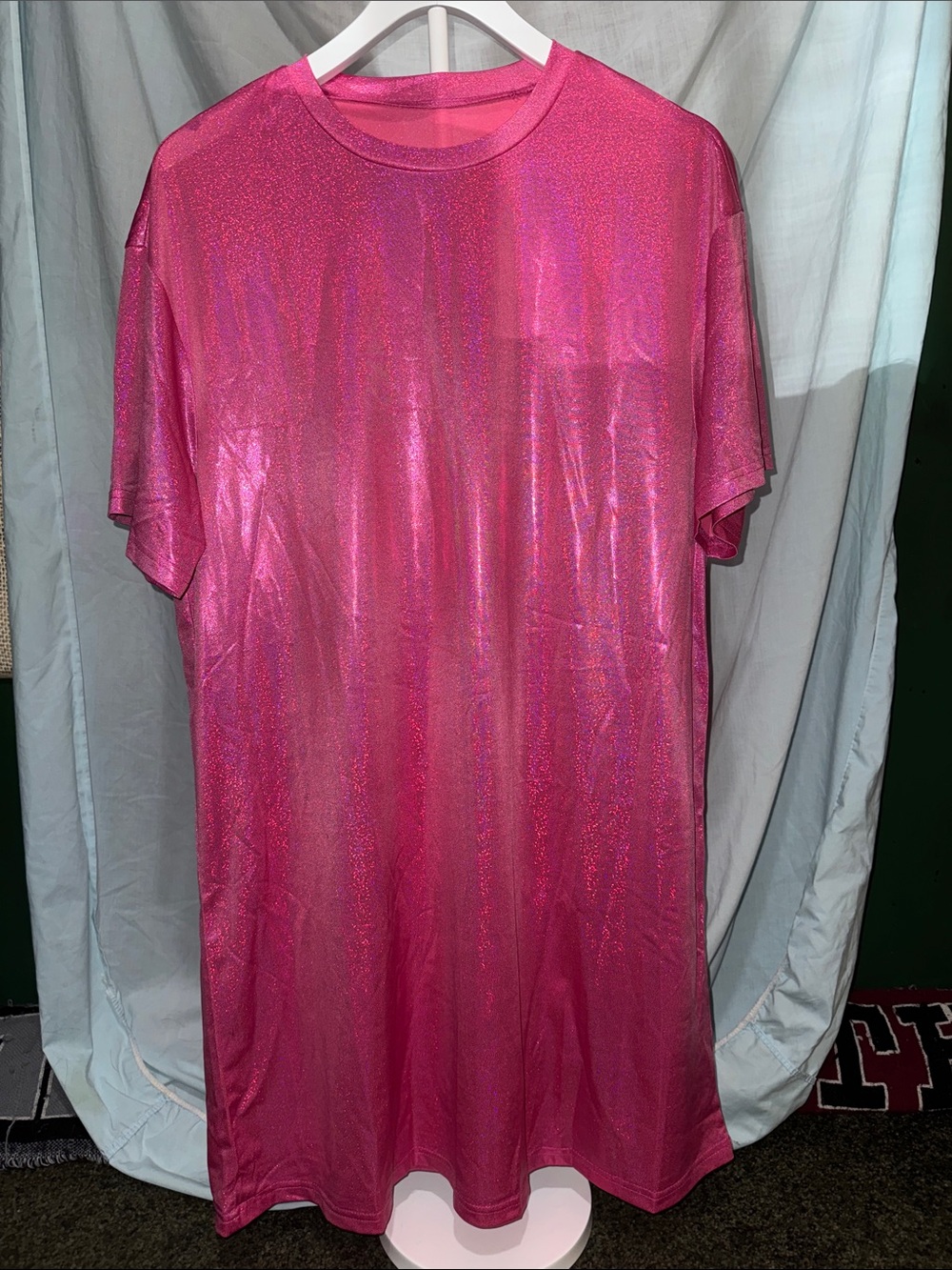Pink Holographic T-shirt Dress